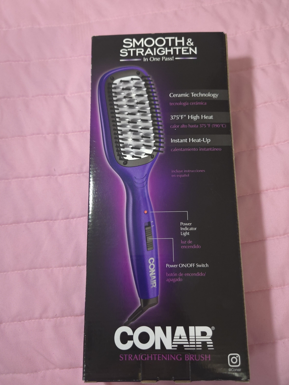 Conair Purple Ceramic Straightening Brush for Women